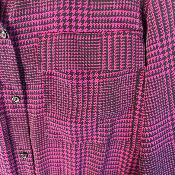 Evri houndstooth long sleeve, mini dress, burgundy, black academia plus size - Picture 3 of 11